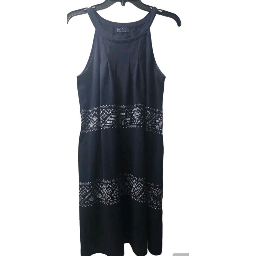 Gap Sleeveless Dress - Halter Neck, Embroidered Detail, Casual - Size M